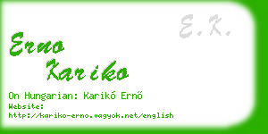 erno kariko business card